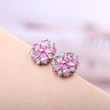 Ella Pink Sakura CZ Sterling Silver Earrings