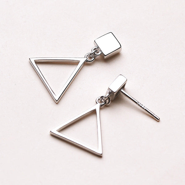 Ella simple triangle elegant sterling silver stud earrings