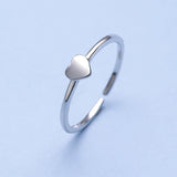 Ella Fashionable Simple Heart Adjustable Sterling Silver Ring