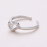 Ella Fashionable Simple Heart Sterling Silver Adjustable Ring