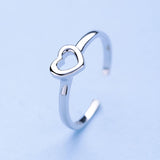 Ella Fashionable Simple Heart Sterling Silver Adjustable Ring