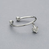 Ella Fashionable Simple Heart Elegant Sterling Silver Adjustable Ring