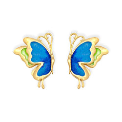 Ella blue butterfly vogue enamel sterling silver stud earrings