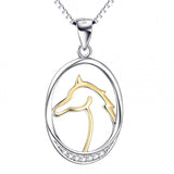 Ella classic horse head CZ necklace in sterling silver