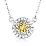 Ella yellow round circle CZ sterling silver necklace