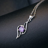 Ella Trendy Curve Purple Sterling Silver Necklace