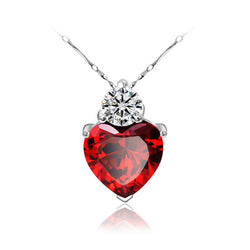 Ella Red Heart CZ Crystal Solid Sterling Silver Pendant