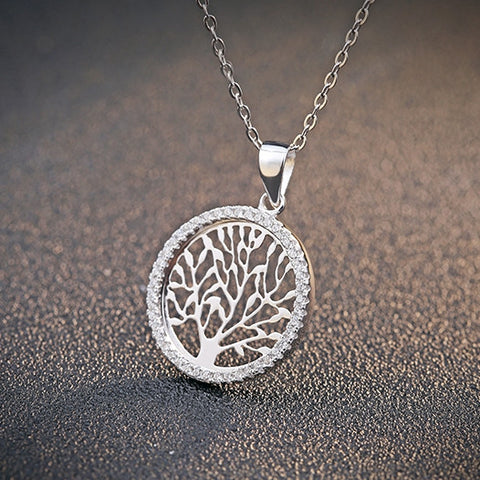 Ella tree of life sterling silver circle pendant