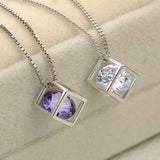 Ella Happy Cube Purple Sterling Silver Magic  Necklace