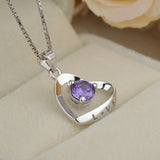 Ella Romantic Heart Love Purple Sterling Silver  Necklace