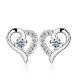 Ella Heart White Sterling Silver CZ Stud Earrings