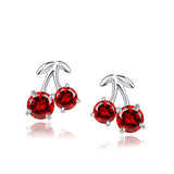 Ella Cherry Sterling Silver Red Stud Earrings