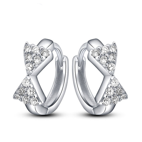 Ella 18K sterling silver white bowknot hoop earrings