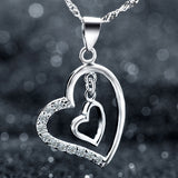 Ella White Double Hearts Sterling Silver Love Necklace