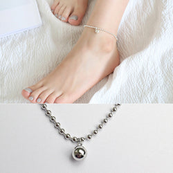 Ella silver bead ball sterling silver foot anklet