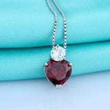 Ella Red Heart CZ Crystal Solid Sterling Silver Pendant