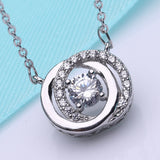 Ella Double Circle Sterling Silver Micro Setting CZ Necklace