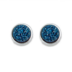 Ella Fashion Blue Round Sterling Silver Stud Earrings
