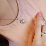 Ella daisy flower sterling silver micro setting CZ pendant